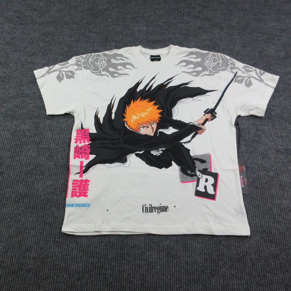 Civil Regime Shirt Mens M White Crew Neck Cotton Graphic Bleach Ichigo Kurosaki